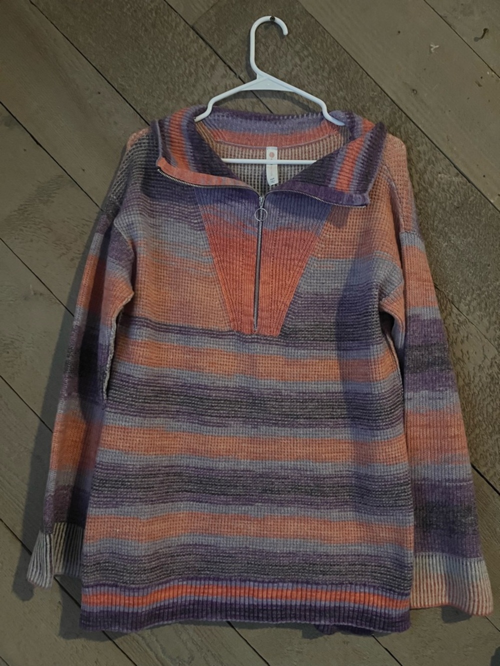 Striped Half-Zip Sweater in Purple & Orange